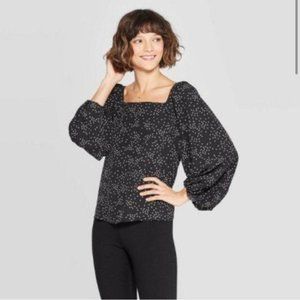 A New Day Long-Sleeve Square-Neck Floral Blouse